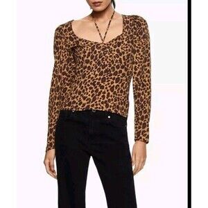 Mango Animal Print Blouse Size US 6